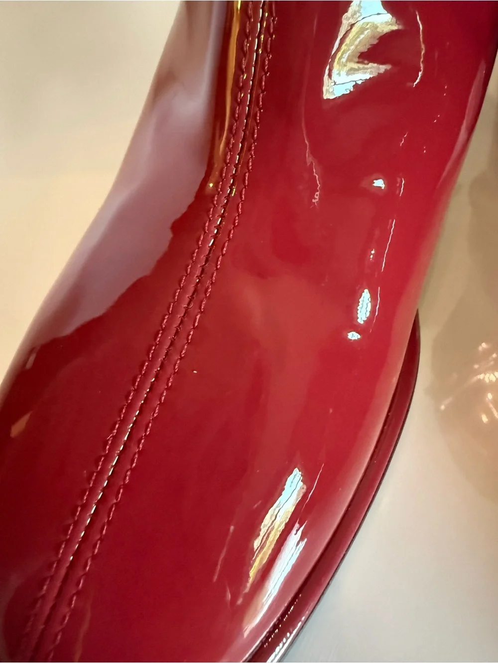 Coach Red Patent Leather Block Heel Boots